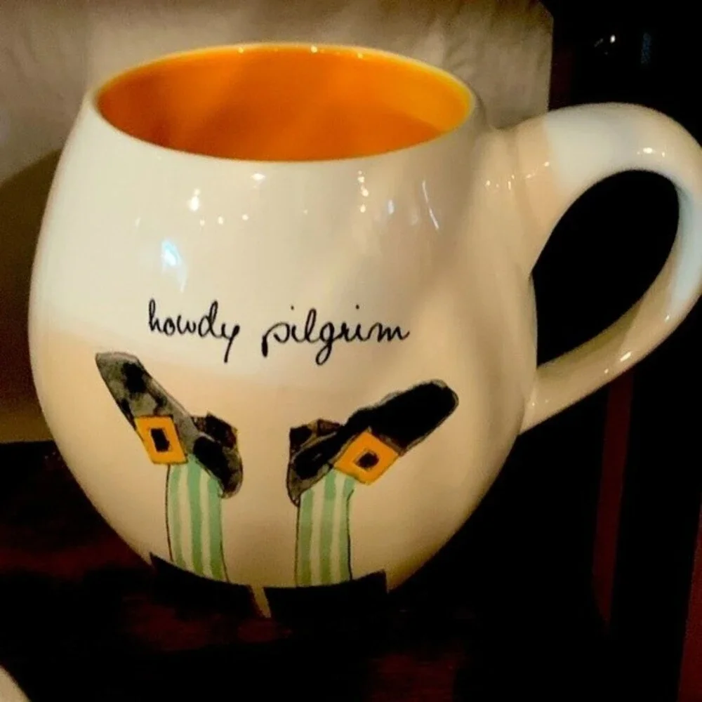 Rae Dunn Howdy Pilgrim‎ Mug Holiday Thanksgiving Coffee Tea Cup